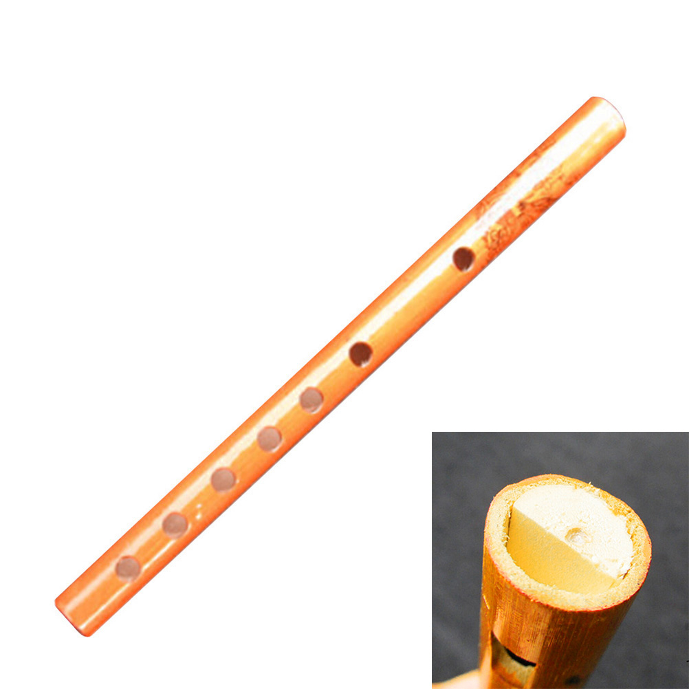 Musical Instrument Oboe - 伝統的な竹のフルート,縦型のドキュメント,学生の楽器,木製の色,子供へのギフト,6穴,1個