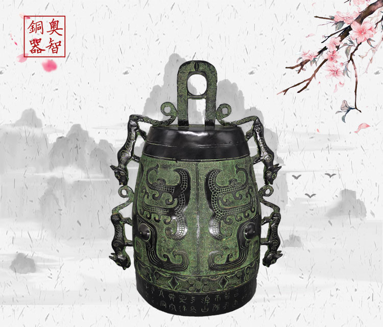 Musical Instrument Chimes - 珍しい古い中国の HANDYANSTY(25-186) 銅製チャイム、楽器用の鐘、四虎のペンダント、送料無料