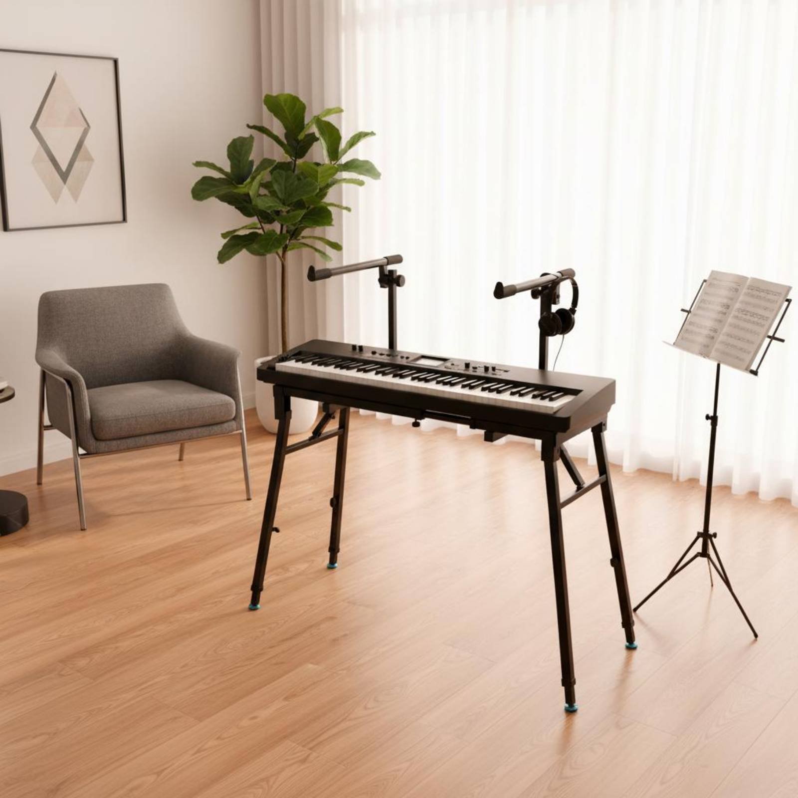 折りたたみキーボードスタンド ポータブル 調節可能なキーボー - Musical Instruments Easy のレビューと価格