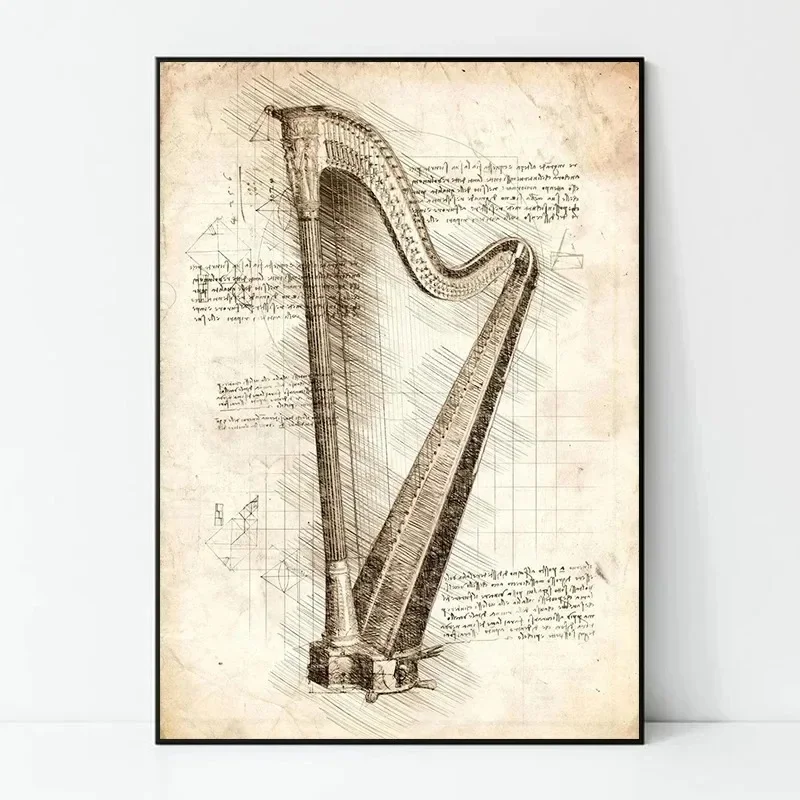 インスピレーションスケッチキャンバス絵画ポスター楽器ピアノバ - Musical Instrument Image のレビューと価格