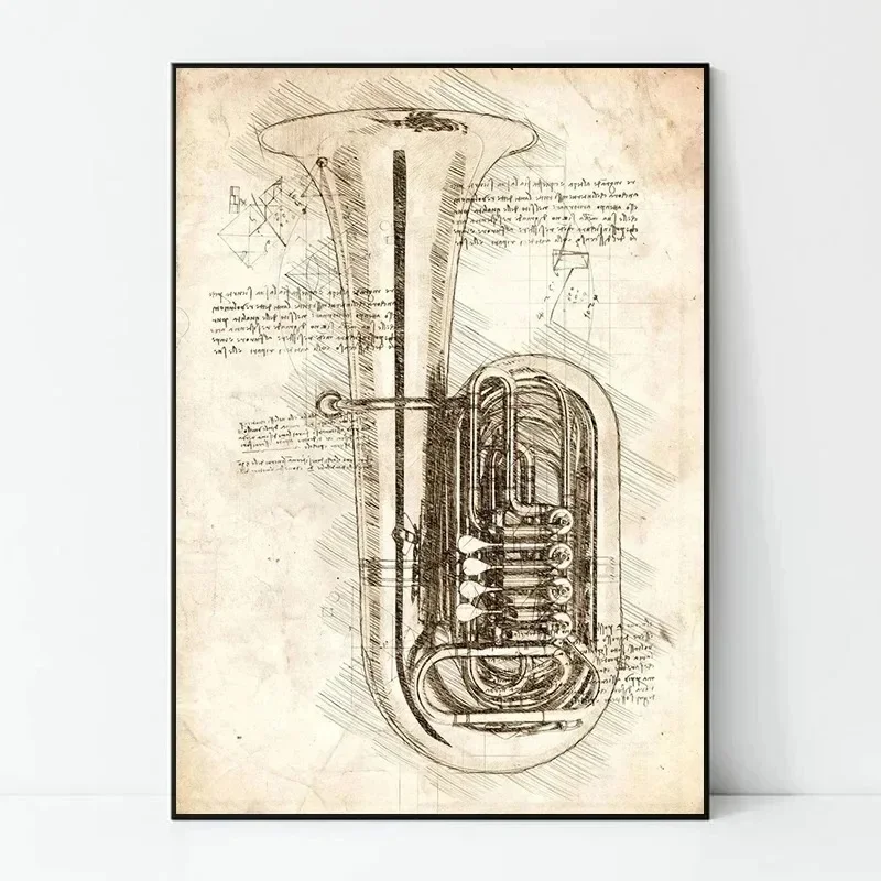 インスピレーションスケッチキャンバス絵画ポスター楽器ピアノバ - Musical Instrument Image のレビューと価格