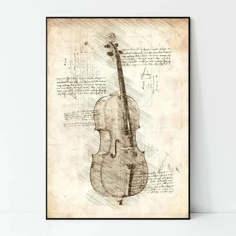 インスピレーションスケッチキャンバス絵画ポスター楽器ピアノバ - Musical Instrument Image のレビューと価格