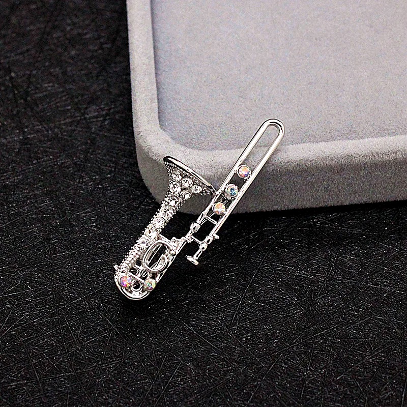イメージラインストーン楽器ブローチブローチ男性と女性のスーツ - Musical Instrument Image のレビューと価格
