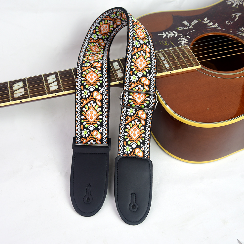 調節可能なギターストラップ刺繍プリントエスニックスタイルギタ - Musical Instrument Art のレビューと価格