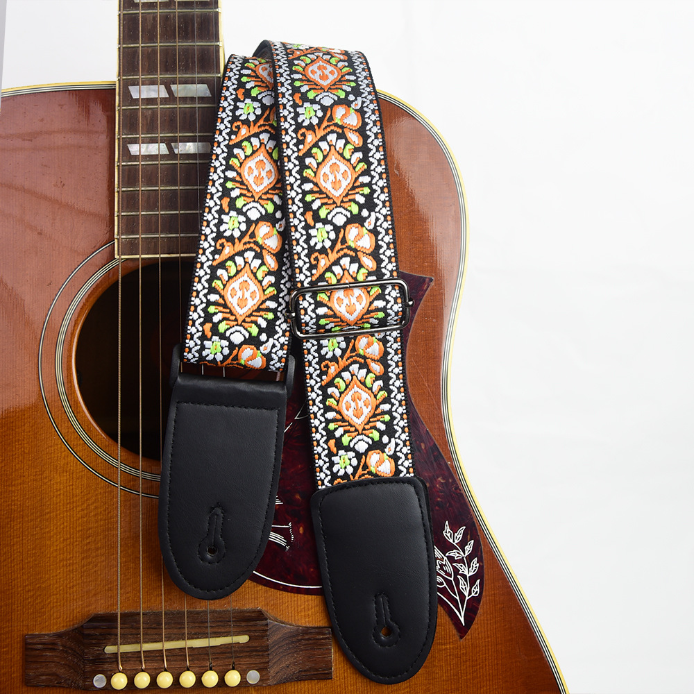 調節可能なギターストラップ刺繍プリントエスニックスタイルギタ - Musical Instrument Art のレビューと価格