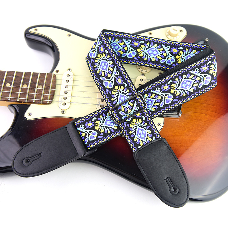 調節可能なギターストラップ刺繍プリントエスニックスタイルギタ - Musical Instrument Art のレビューと価格